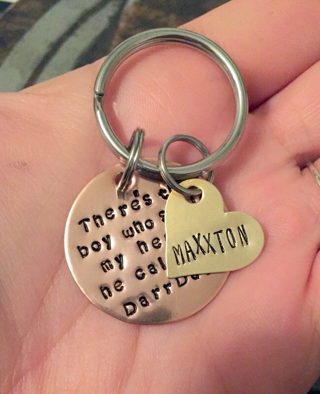 Nana Keychain There's this boy who stole my heart Handstamped Keychain Personalized Keychain Mothers Day Gift Custom Keychain Mom Gift