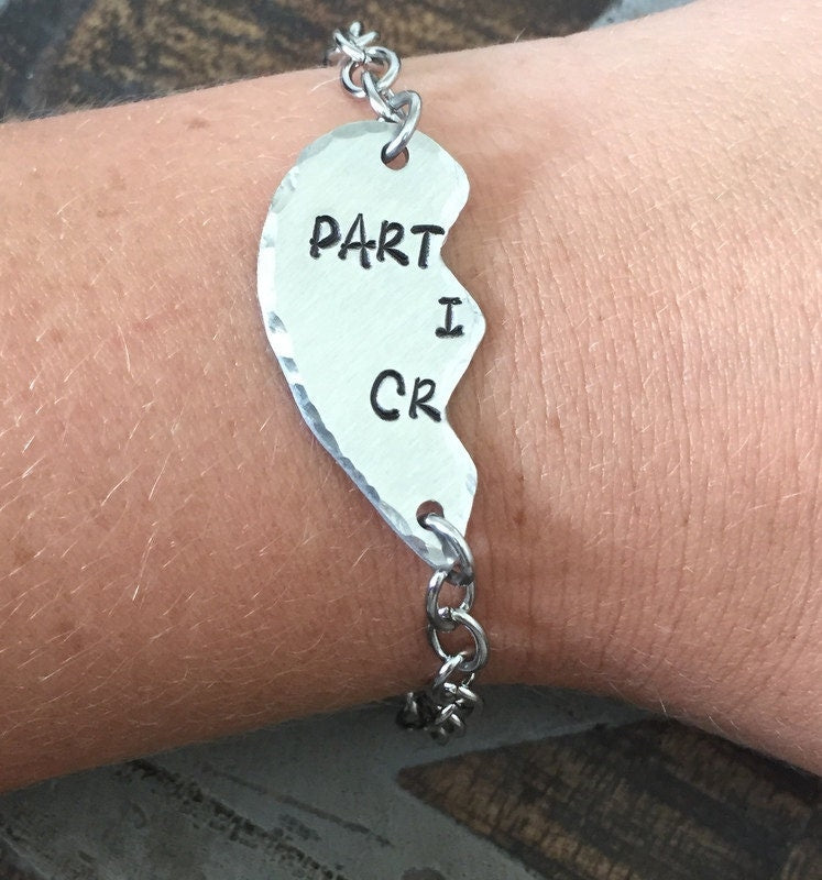 Silver PARTNERS IN CRIME bracelets best friends bracelet broken heart set friendship bracelet Christmas gift best girls jewelry Friend Gift
