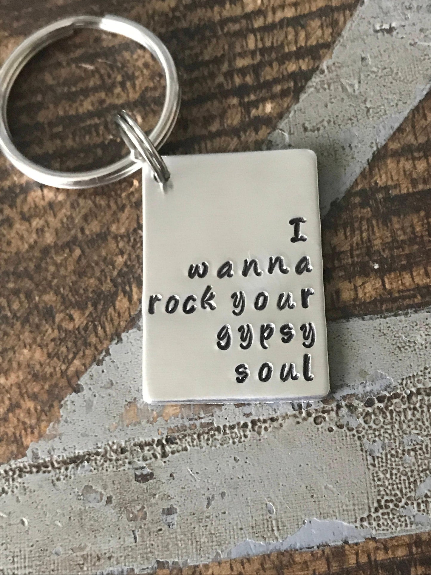 Stainless Steel Quote Keychain Special Message Keychain Handstamped Keychain Personalized Keychain Custom Keychain Rectangle Keychain Gift