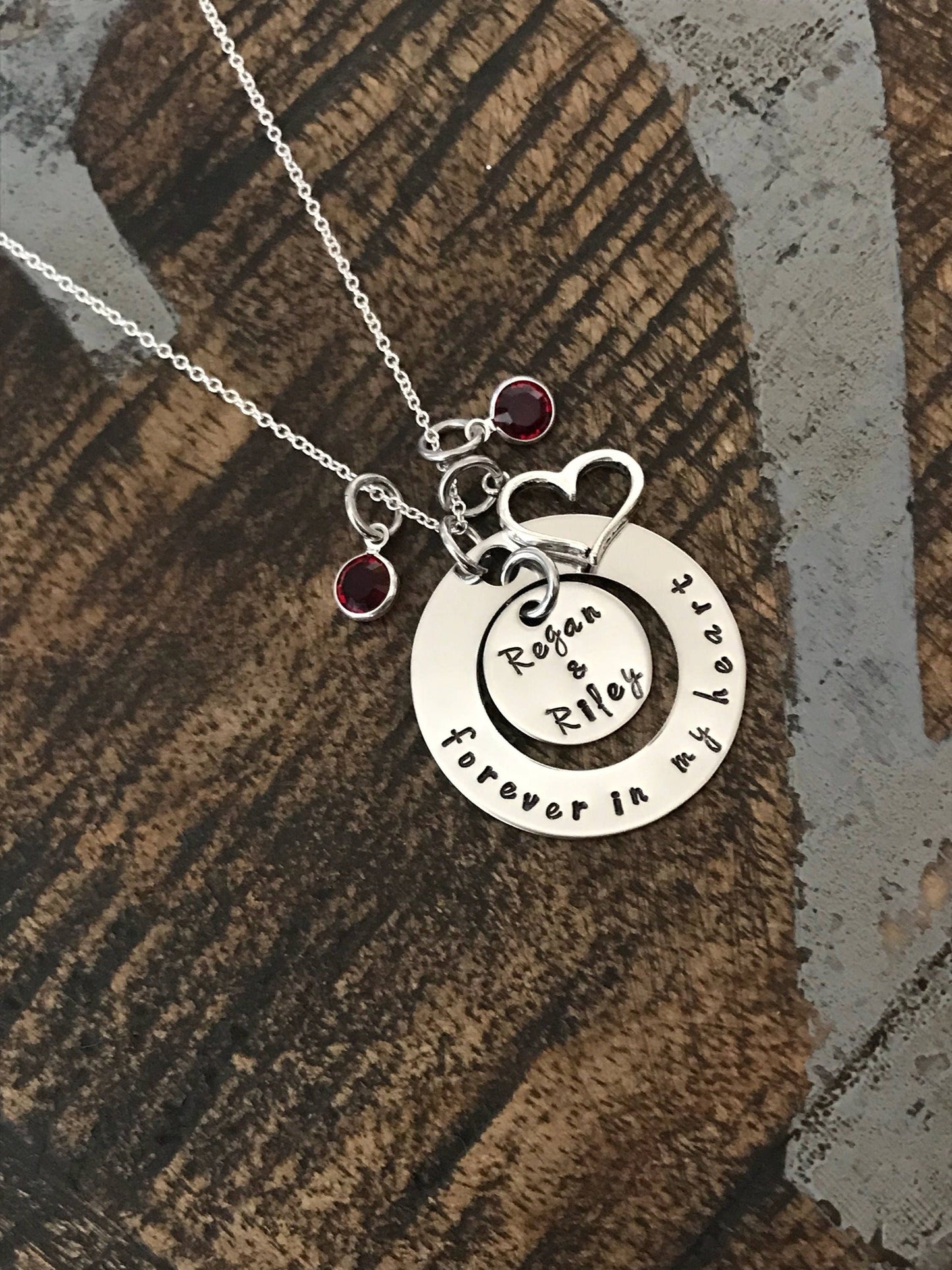 Forever In My Heart Necklace Memorial Necklace Engraved Jewelry Miscarriage Jewelry Mother Jewelry Personalized Jewelry Washer Necklace