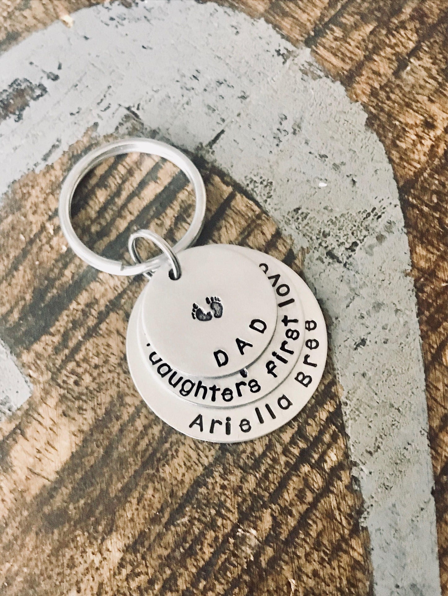 Baby Footprint Keychain, Gift For Dad Dad Keychain, Daddy Keychain, New Baby Keychain, Fathers Day Keychain, New Dad Gift New Arrival