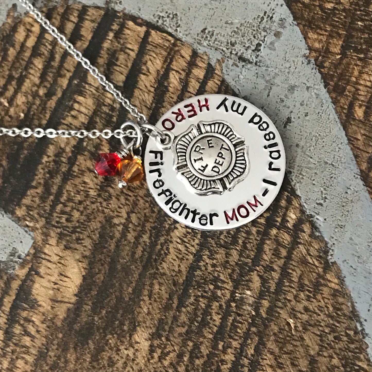Firefighter Mom Necklace Firefighter Mom Jewelry I raised my HERO Personalized Necklace Firefighter Gift Firefighter Badge
