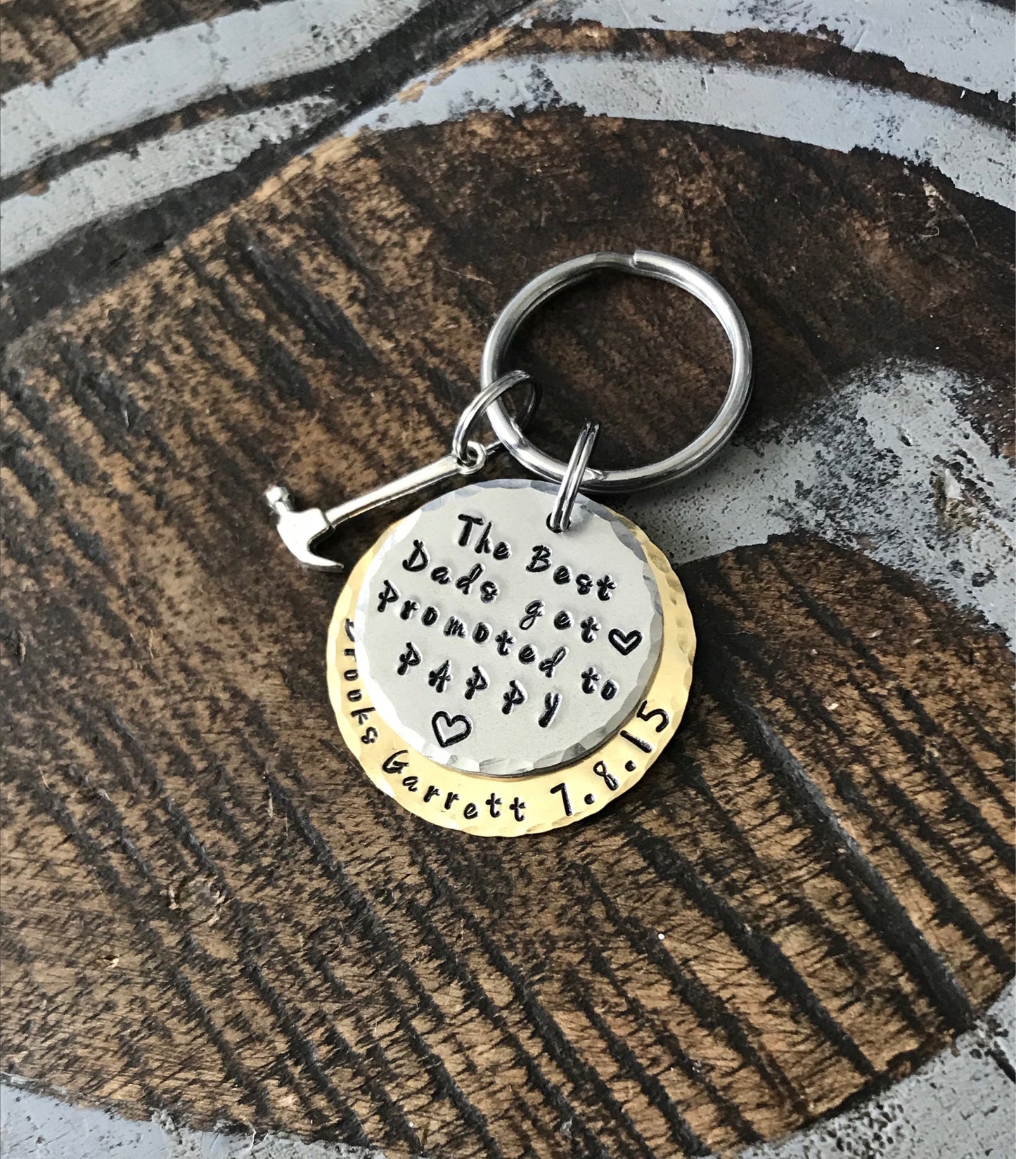 The Best Dads Get Promoted to Grandpa Keychain Gift for New Dad Grandpa Keychain Handstamped Keychain Custom Keychain Dad Keychain Fathers