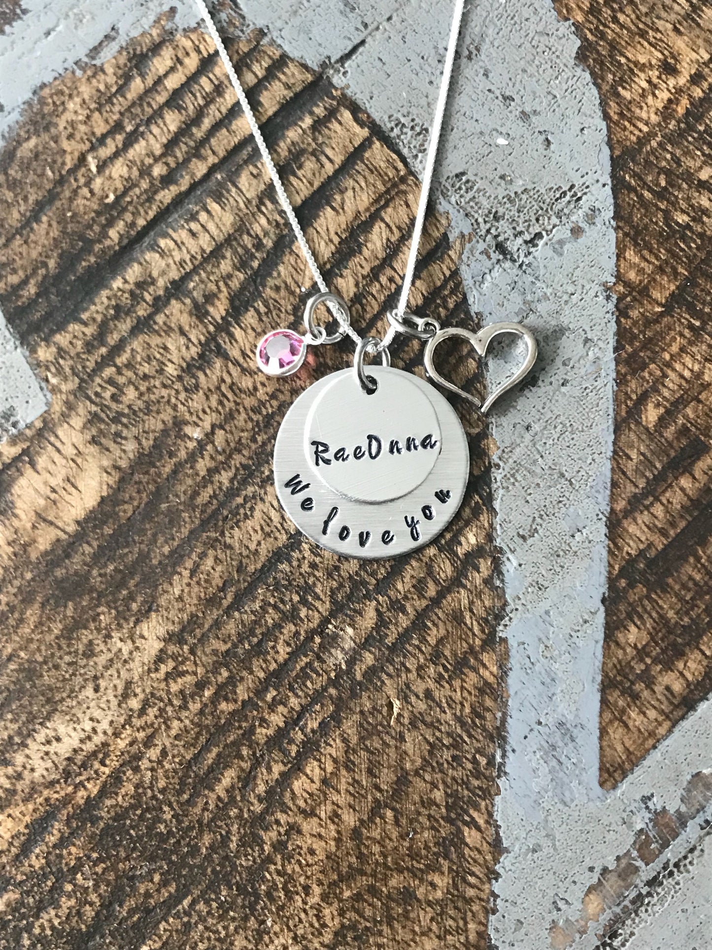 Daughter Necklace We Love You Necklace Handstamped Necklace Personalized Jewelry Handstamped Jewelry Birthstone Necklace Gift for Daughter