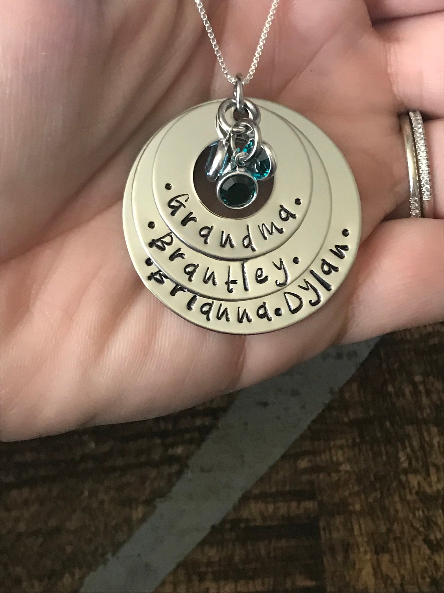 Personalized Necklace Mothers Day Gift Customized Washer Necklace Birthstone Necklace Grandma Necklace Handstamped Necklace Mom Necklace