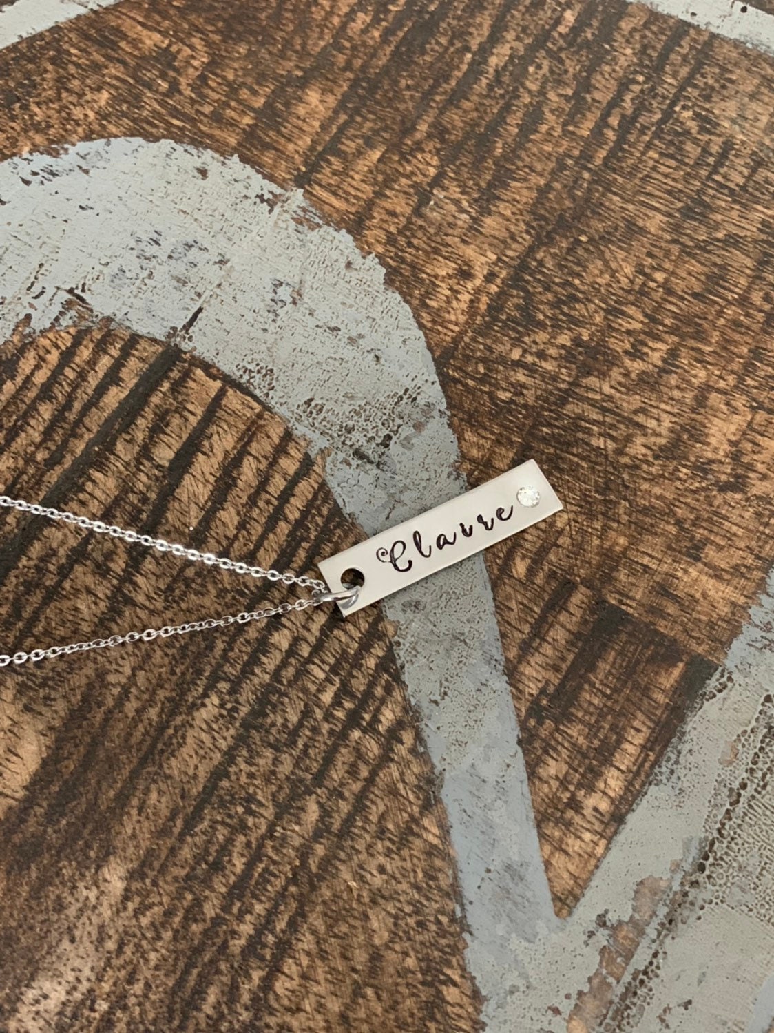 Silver Bar Necklace Birthstone Necklace Custom Name Bar Nameplate Necklace Personalized Bar Layering Bar Horizontal Skinny Name Necklace