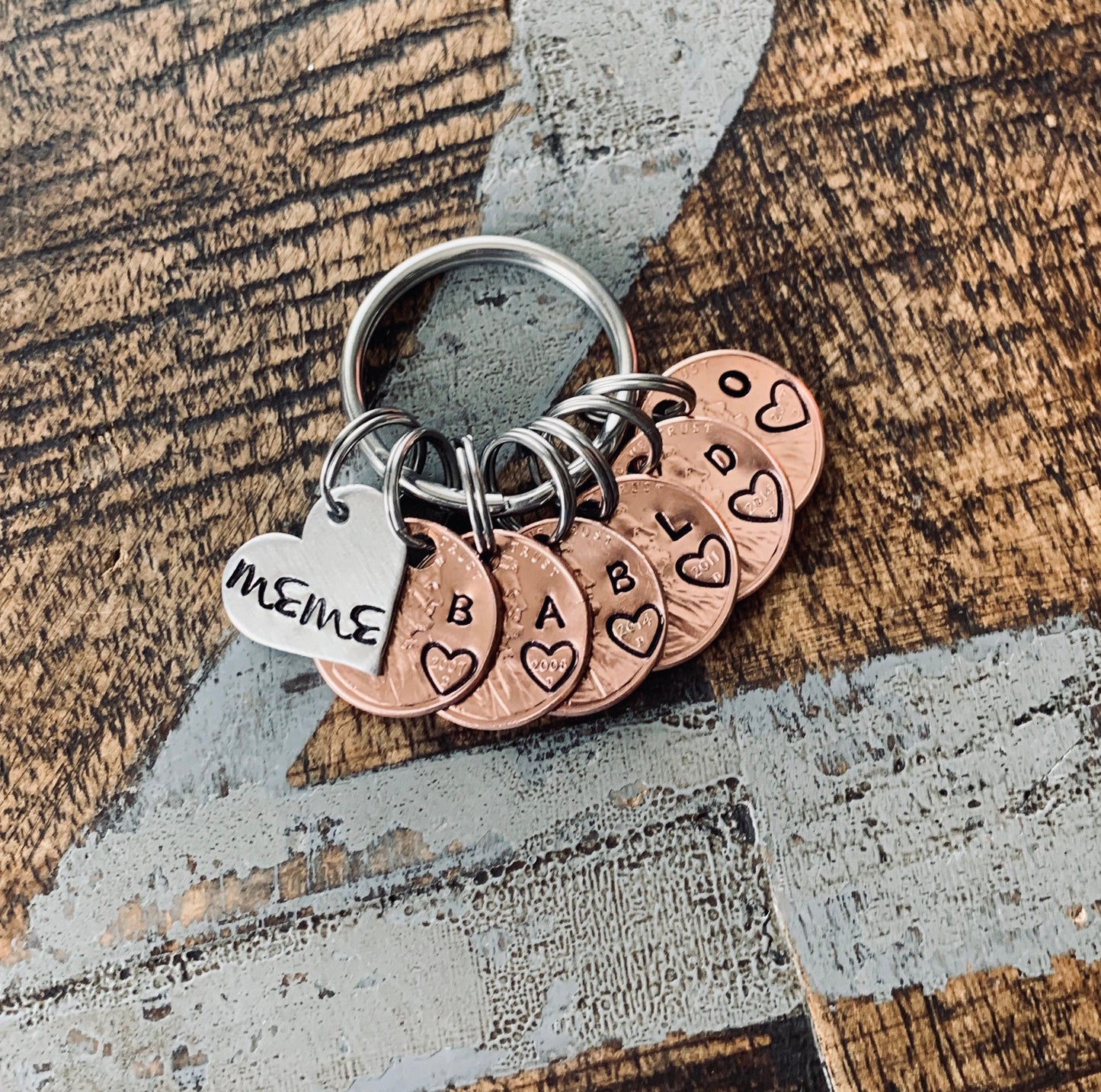 Custom Penny Keychain - Mother’s Day Penny Keychain - Birth Year Remembrance Keepsake - Personalized Family Initials and Birth Year Gift
