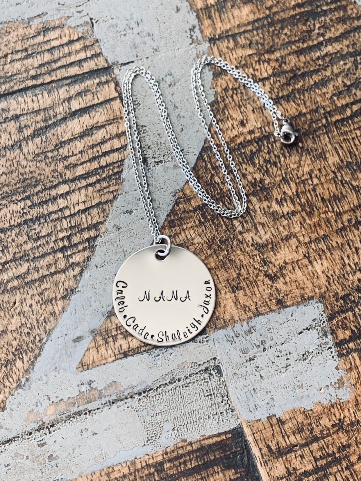 Nana Necklace Grandma Necklace Personalized Necklace Personalized Jewelry Handstamped Necklace Custom Necklace New Grandma Gift Name Jewelry