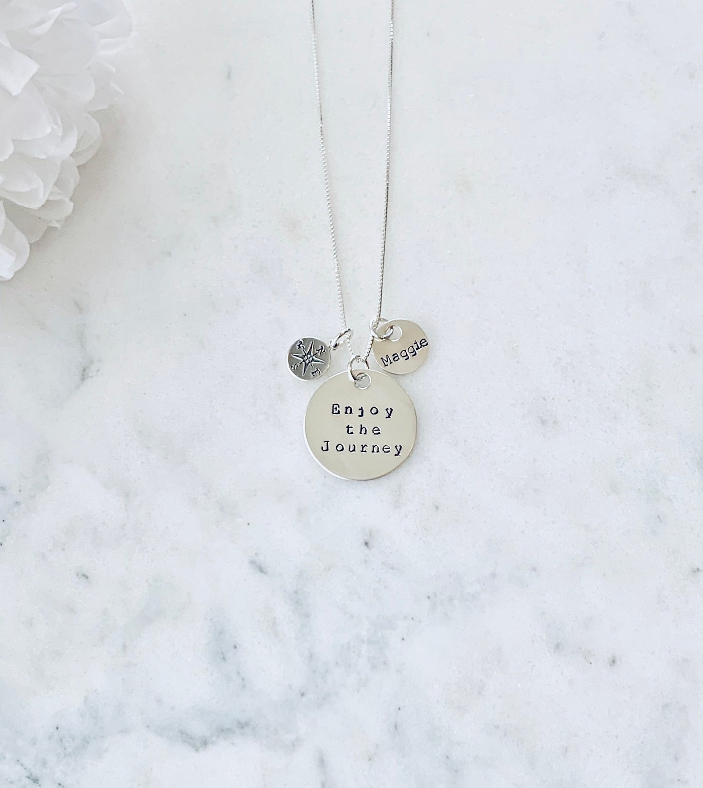 Compass necklace grad gift graduation gift travel necklace wanderlust enjoy the journey promotion new job grad school inspirational gift