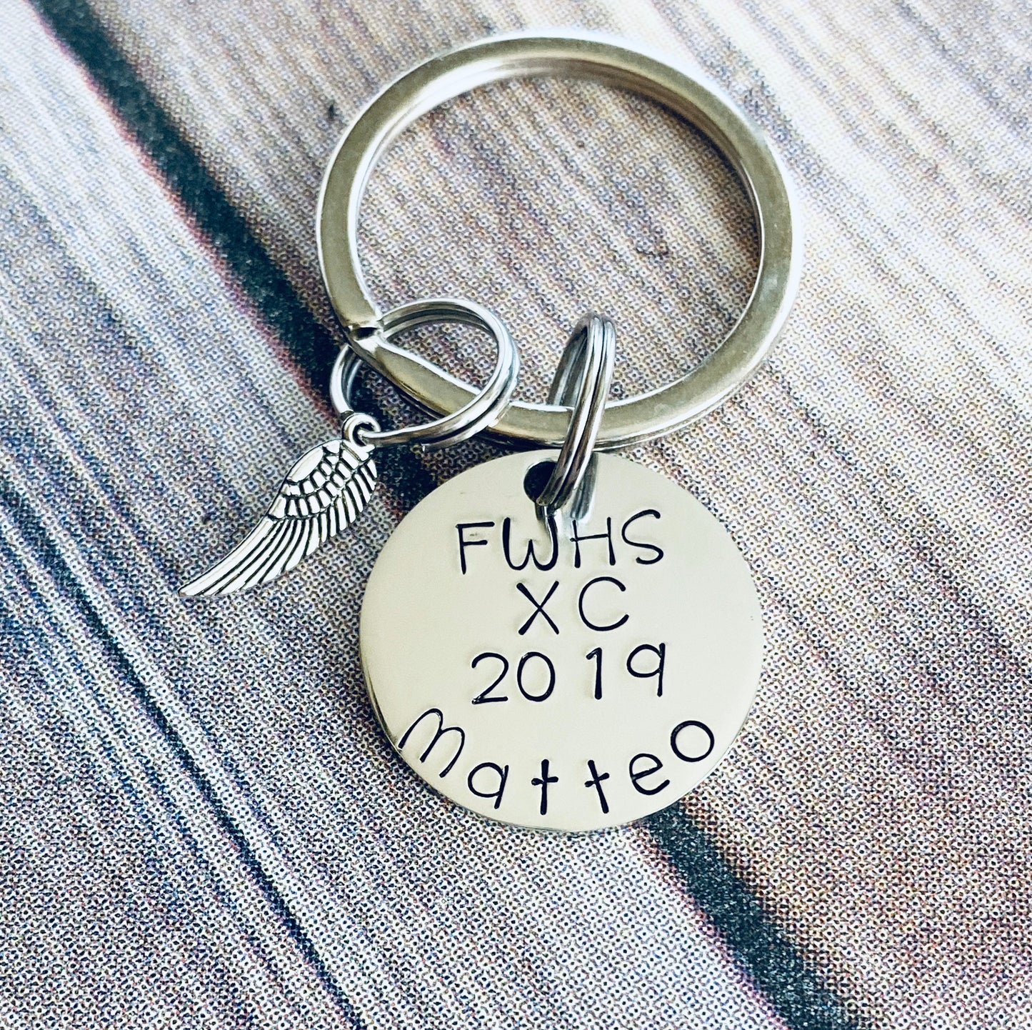 Cross Country Keychain Personalized Keychain Running Keychain Handstamped Gift Gift for Runner Running Time Gift for Track Star