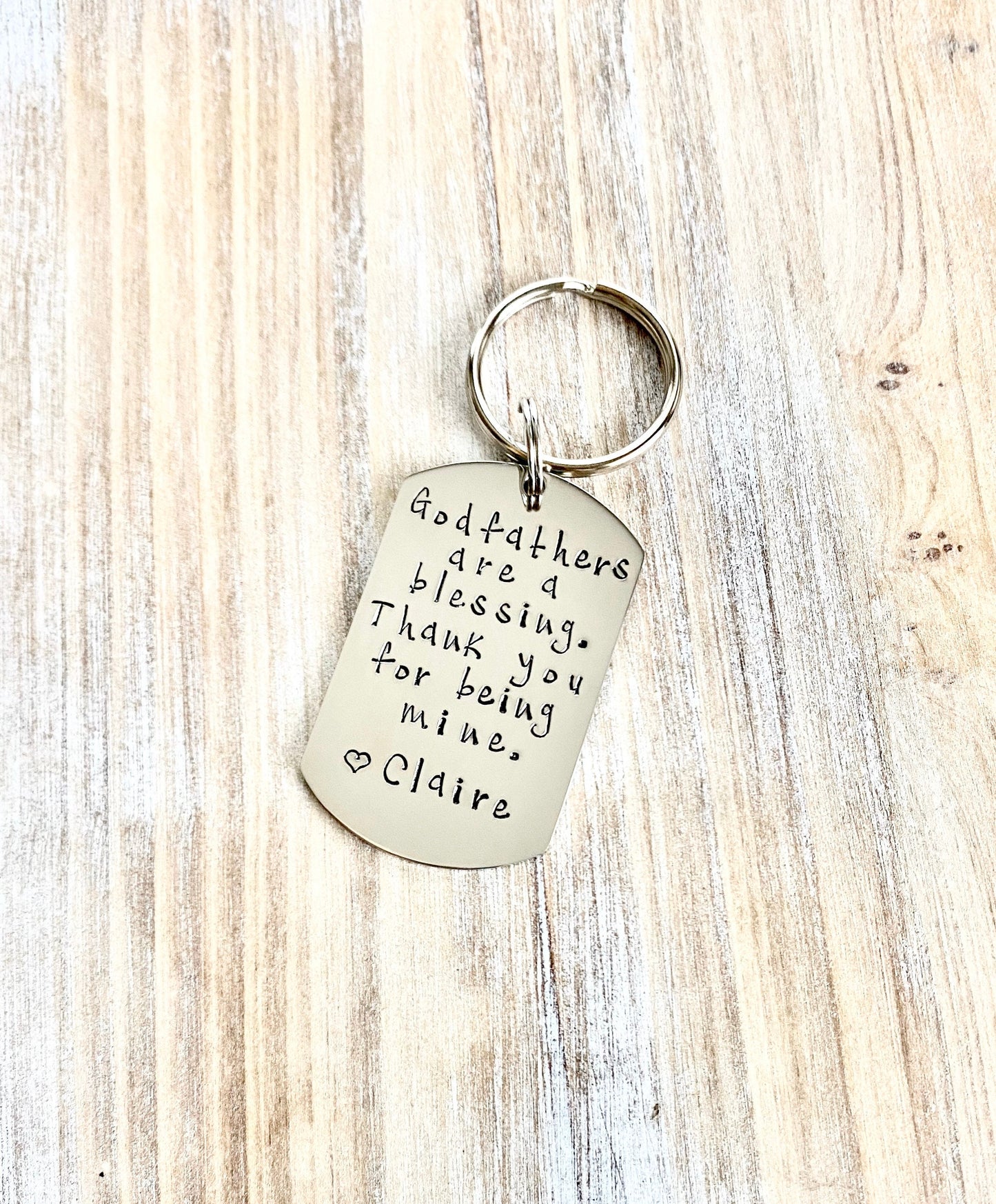 Godfather Keychain Baptism Gift Christening Keychain Handstamped Keychain Custom Keychain Godfathers Are A Blessing Gift for Godfather