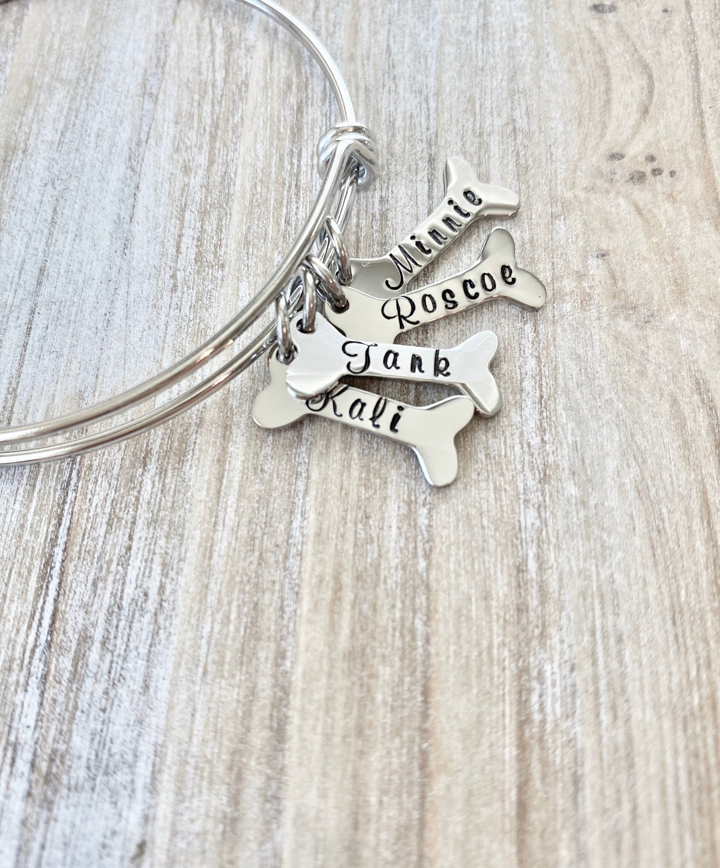 Pet Memorial Bracelet Loss of a Pet Bangle Personalized Hand Stamped Pet Jewelry Pet Loss Remembrance Dog Bone Dog Mom Gift