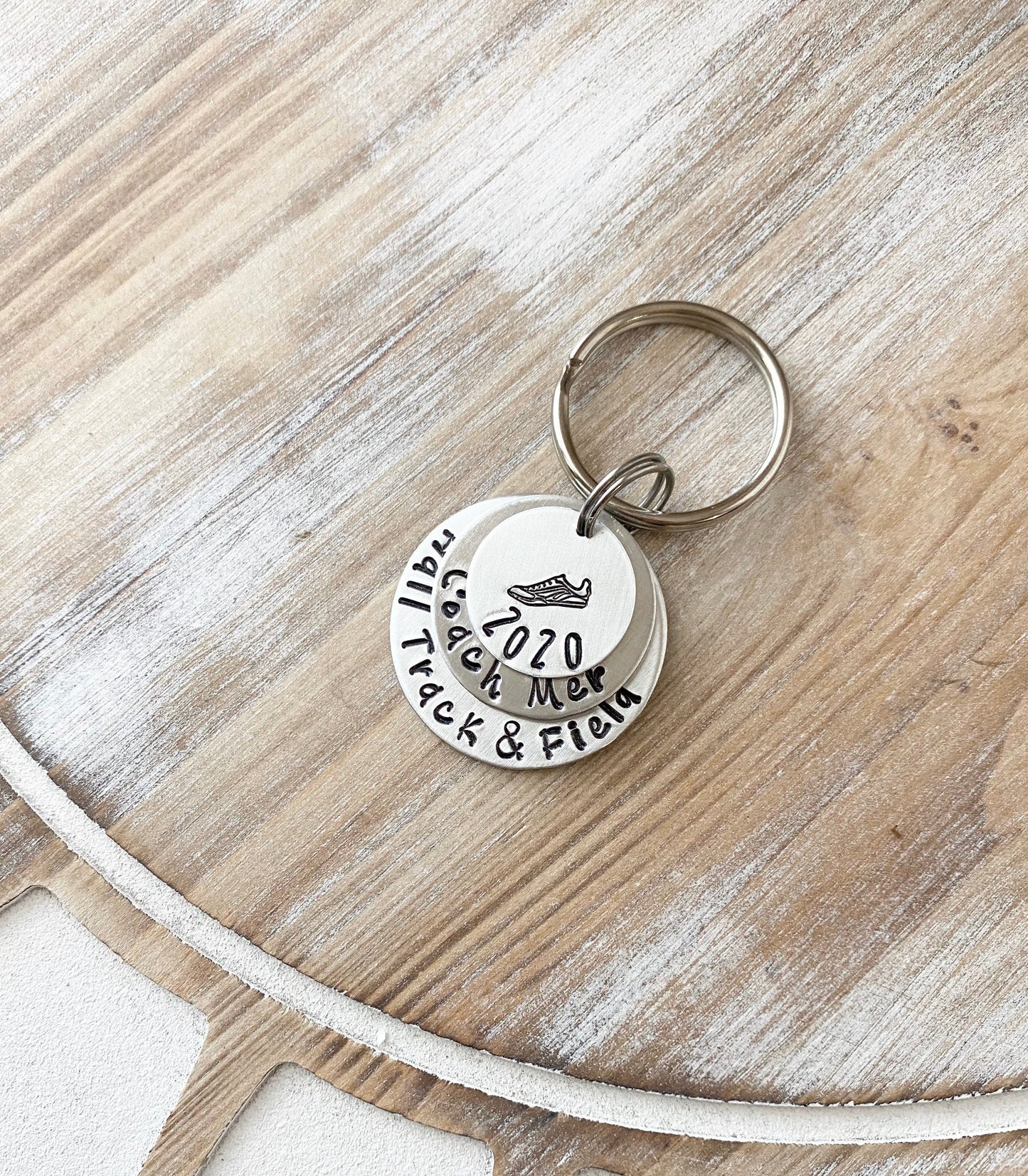 Cross Country Keychain Personalized Keychain Running Keychain Handstamped Gift Gift for Runner Team Gift for Track Star XC Keychain