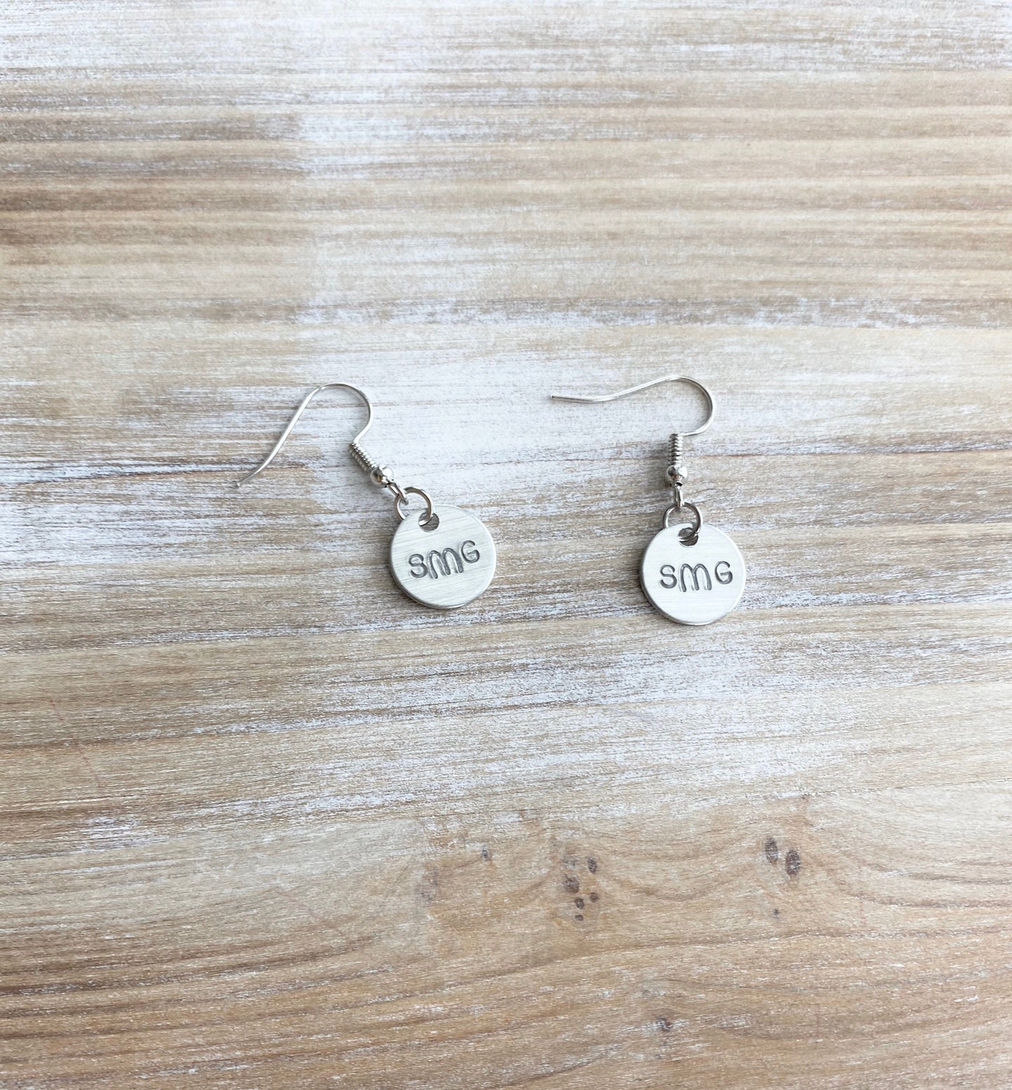 Handstamped Earrings Monogram Earrings Monogram Jewelry Personalized Earrings Initial Earrings Dangle Earrings Valentines Day Gift