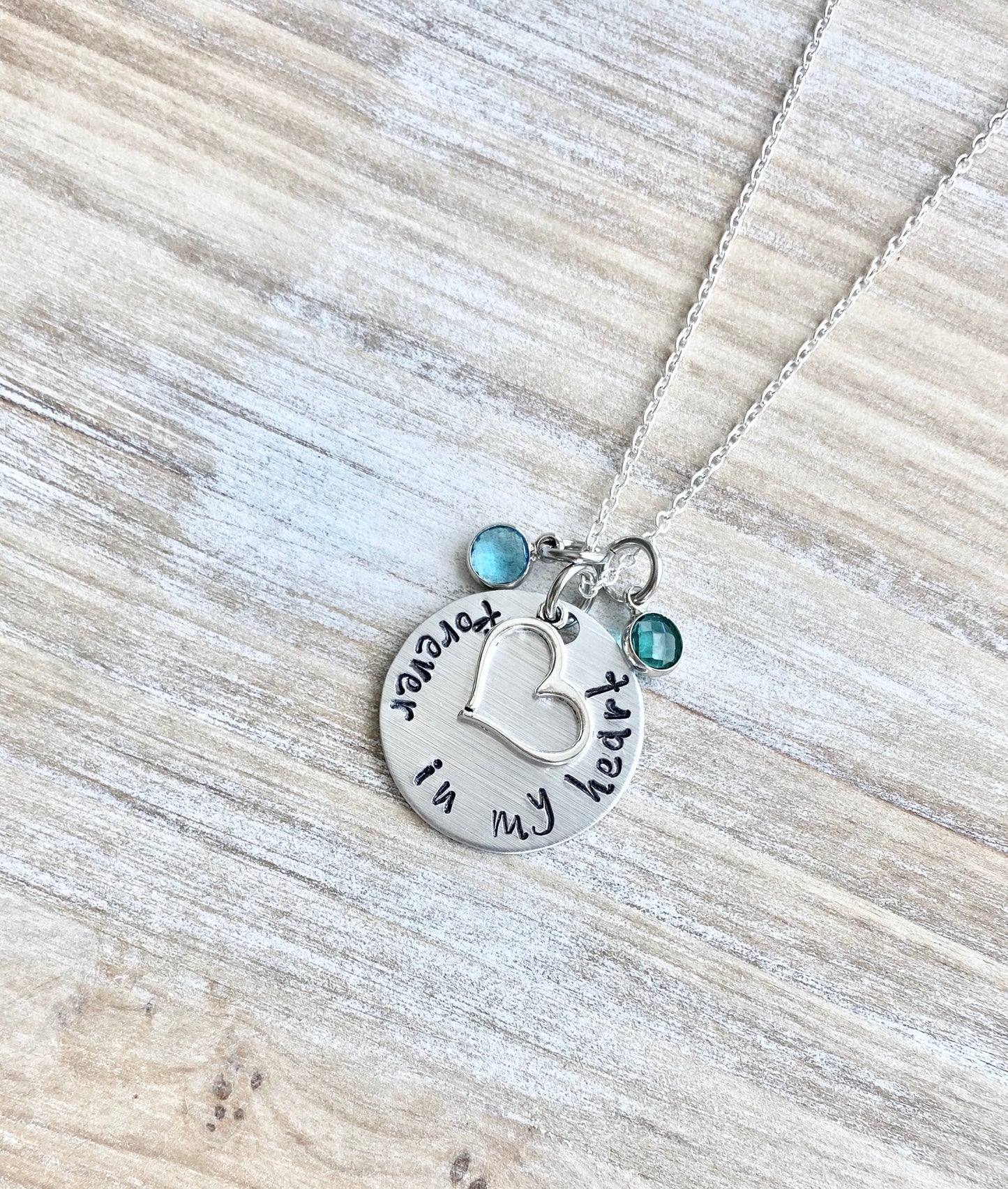 Forever in my heart Necklace Sympathy Gift Sympathy Necklace Memorial Necklace Memorial Jewelry In Memory Jewelry Handstamped Necklace
