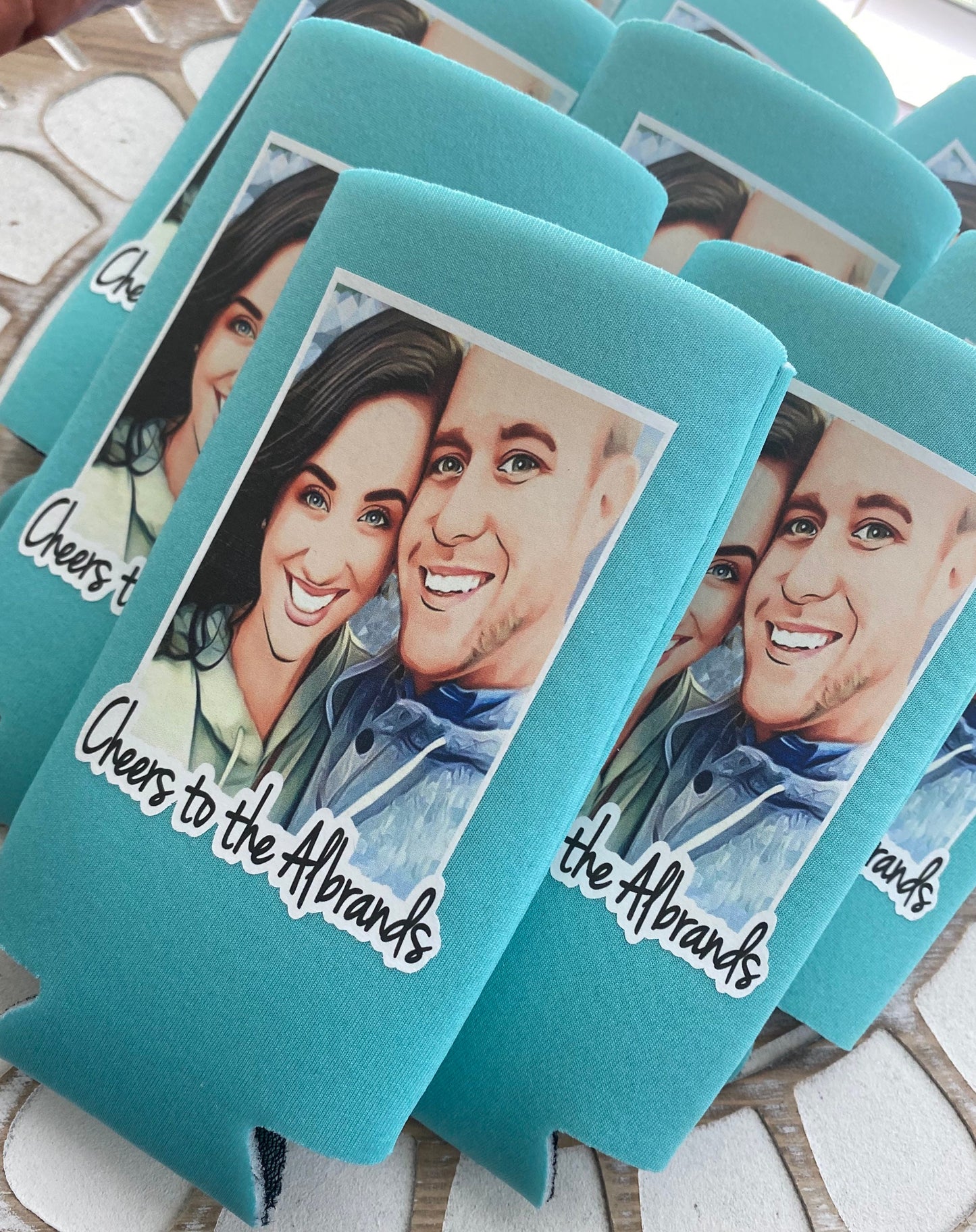 Custom Cartoon Picture Can Cooler: Bridal Shower & Party Favors