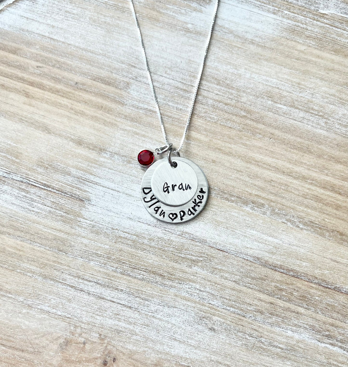 Gram Necklace Grandchild Necklace Personalized Necklace Personalized Jewelry Handstamped Necklace Birthstone Necklace