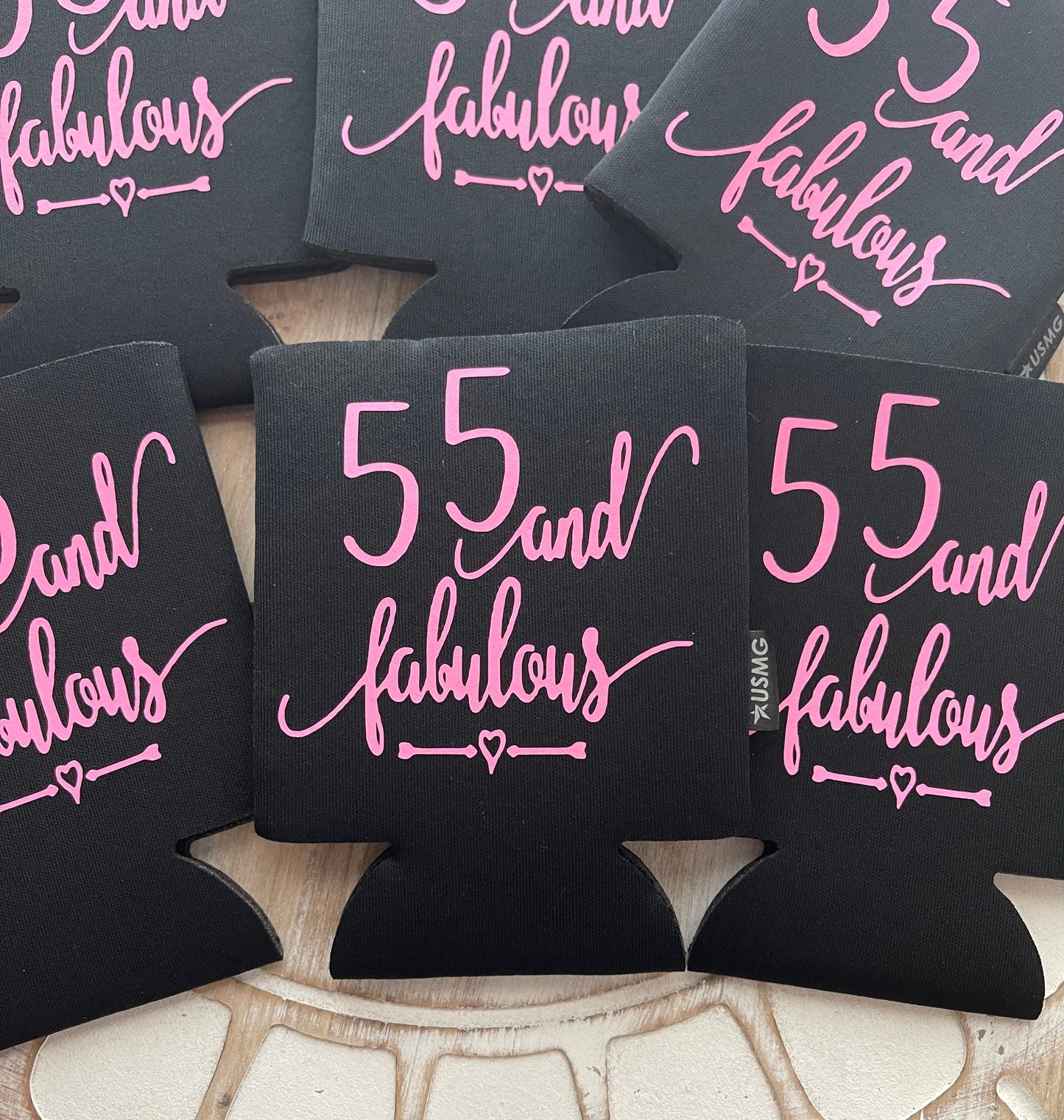 55th Birthday Can Coolers: Cheers to 55 Years, Personalized Party Favors