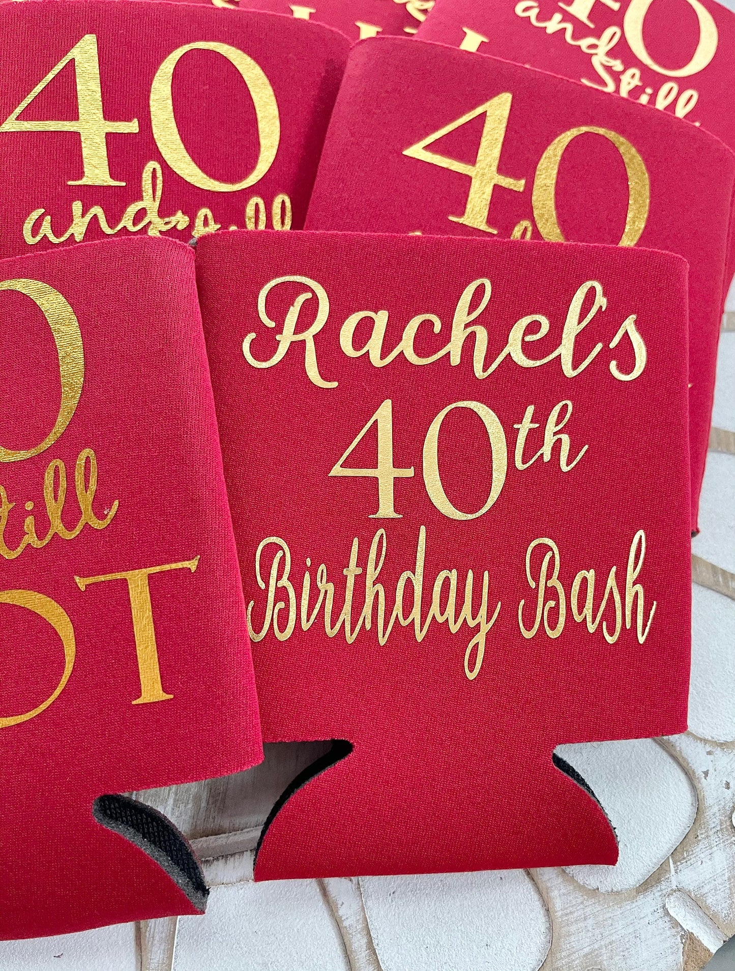 Personalized 40th Birthday Can Coolers: '40 and Still Hot' Party Favors
