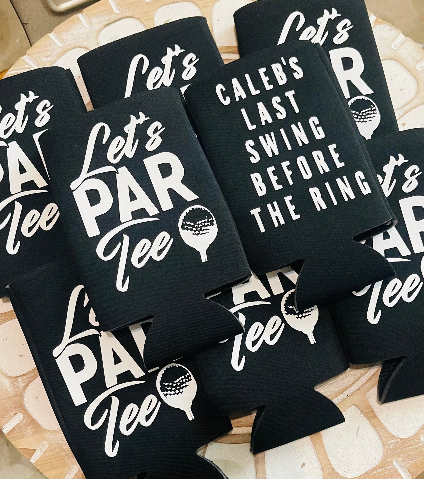 Personalized Slim Can Cooler: Golfing Bachelor Party Favor