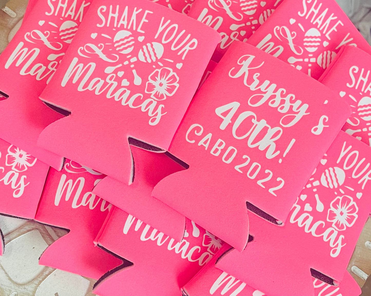 Personalized 40th Birthday Can Coolers: Fiesta Party Favors