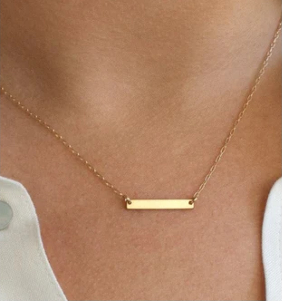 Tiny Gold Filled Bar Necklace, Dainty Necklace, Horizontal Bar Necklace, Initial necklace, Layering necklace, Initial Bar, Bridesmaid Gift