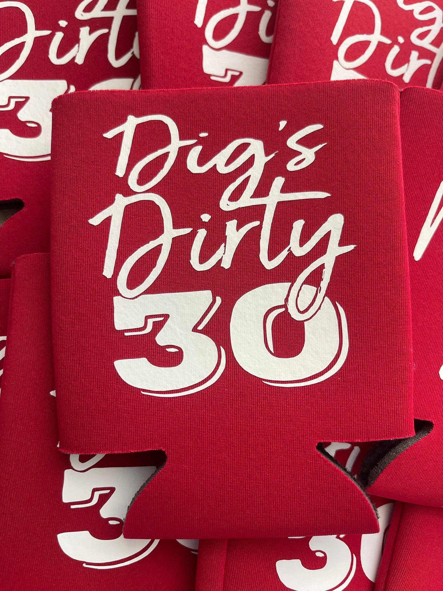 Dirty Thirty Can Coolers: Custom 30th Birthday Party Favors