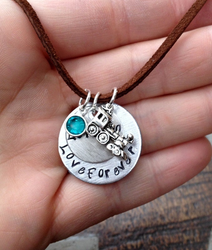 Mother Son Necklace Handstamped Necklace Love Forever Necklace Personalized Jewelry Handstamped Jewelry Suede Jewelry Childs Name Necklace