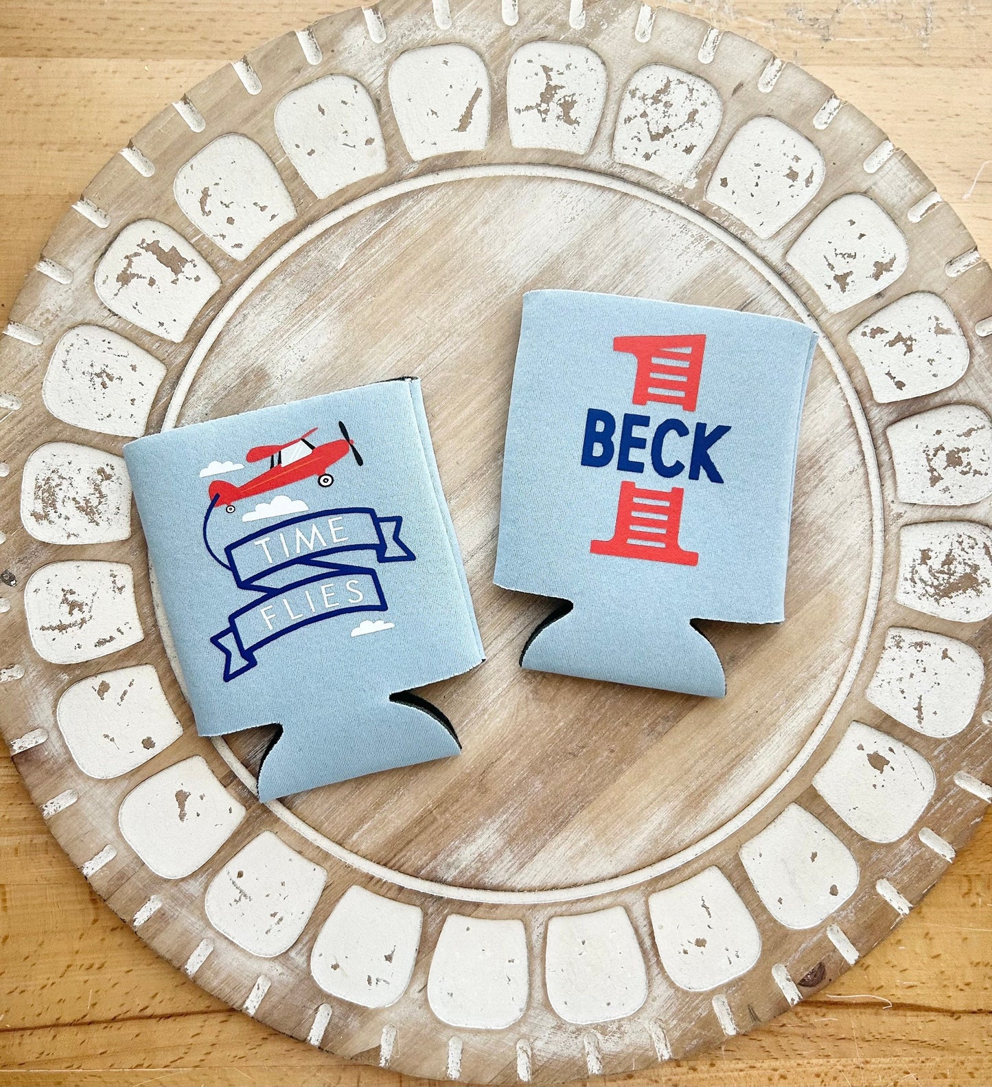 Vintage Airplane Birthday Favor: Personalized Kids' Party Can Cooler