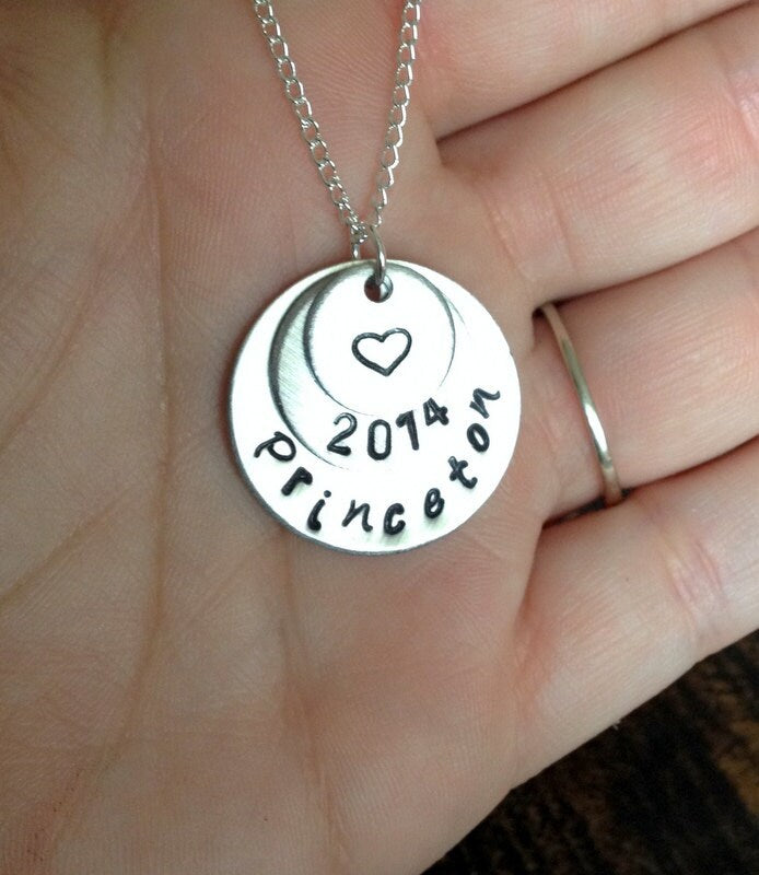 Princeton Hand Stamped Necklace Princeton University Graduation Necklace College Necklace Handstamped College Necklace Gift for Graduate
