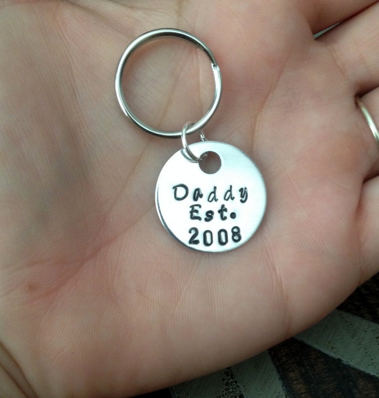 Dad Keychain Daddy Keychain Handstamped Keychain Personalized Keychain Dad Est. Keychain Dad Established Keychain Fathers Day Gift