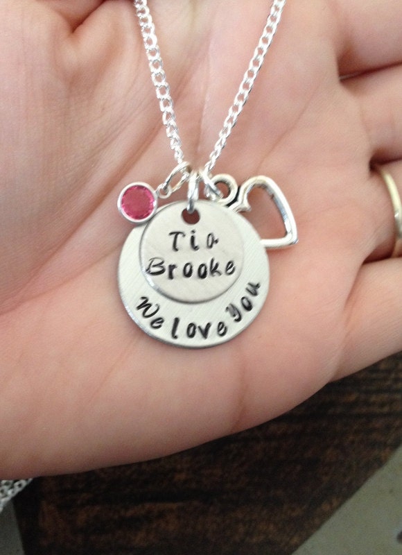 Personalized Custom Jewelry We love you 'Tia' Hand Stamped Necklace Auntie Necklace Tia Necklace Tia Jewelry Love Handstamped Love Jewelry