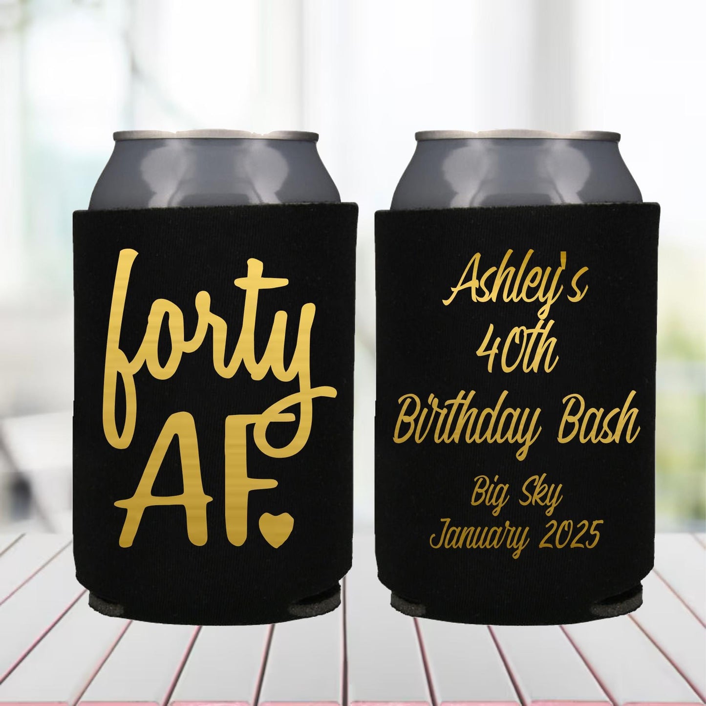 Forty AF 40th Birthday Can Coolers: Custom Party Favors