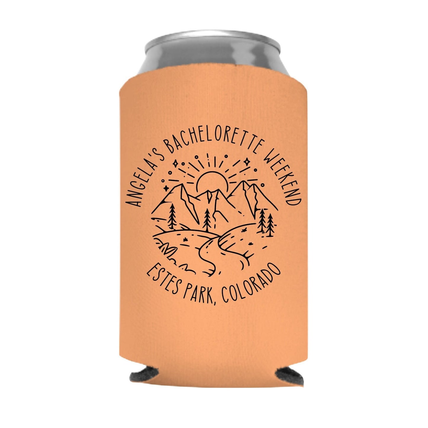Last Trail Before the Veil Bachelorette Can Cooler | Personalized Mountain Weekend Drink Sleeve