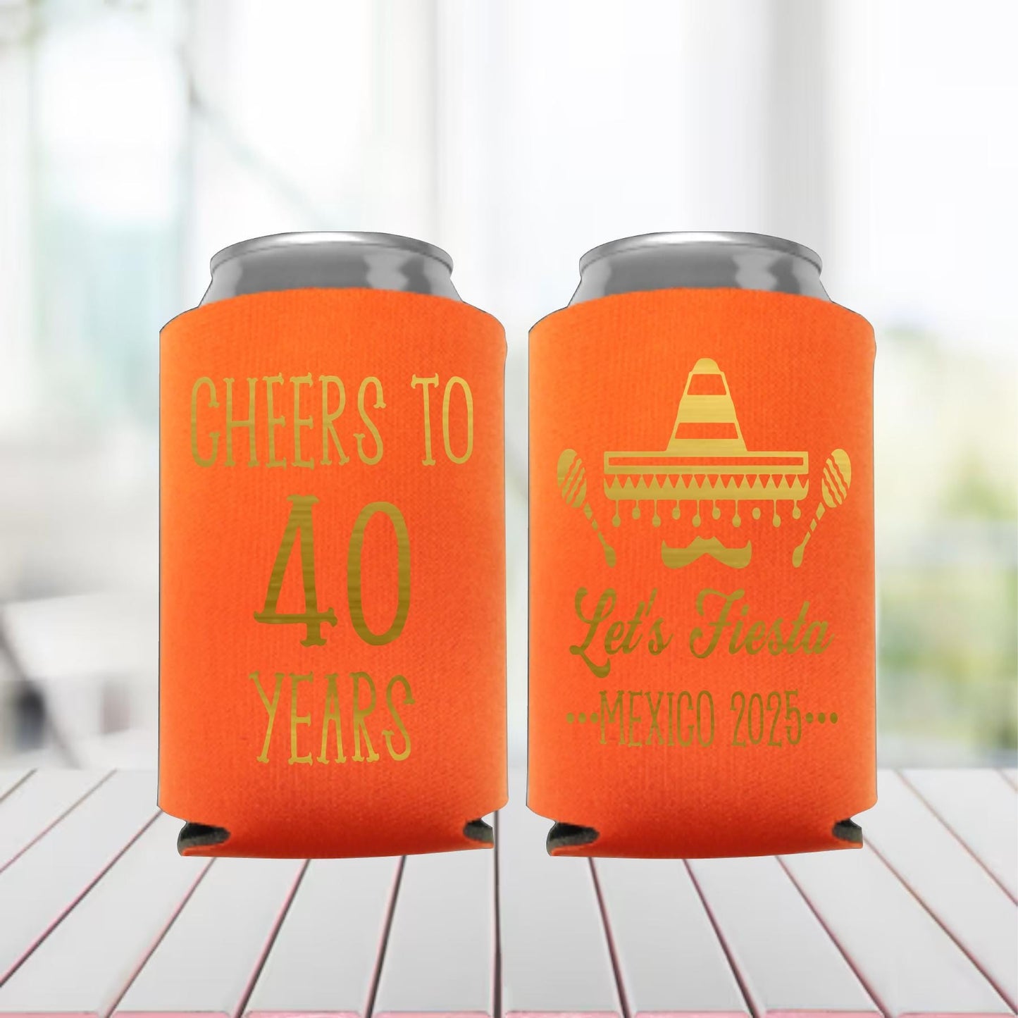 Personalized Fiesta Birthday Can Cooler: Custom Party Favor