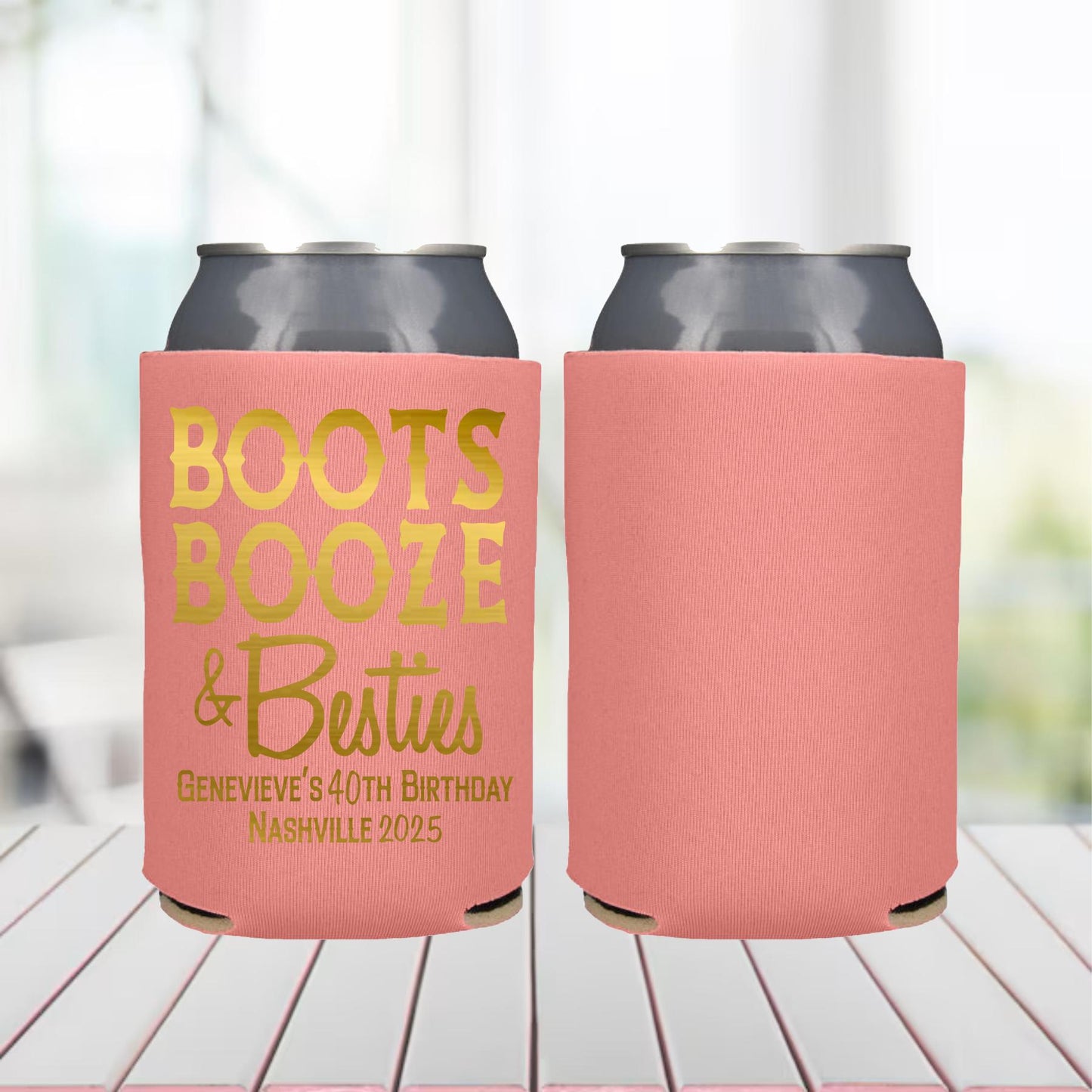 Nashville Bachelorette Party Can Coolers: Boots, Booze & Besties - Smashed in Nash