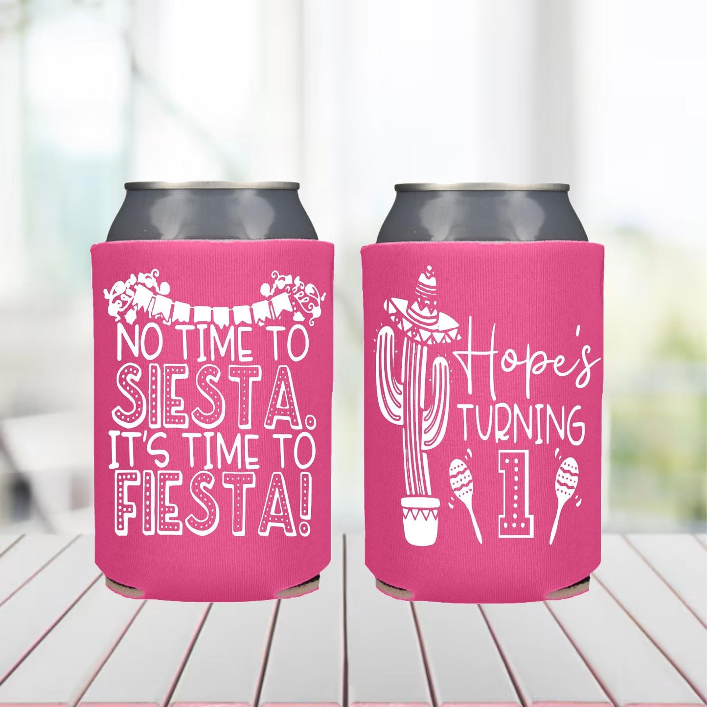 40th Birthday Fiesta Can Cooler: Personalized Cinco De Mayo Party Favor