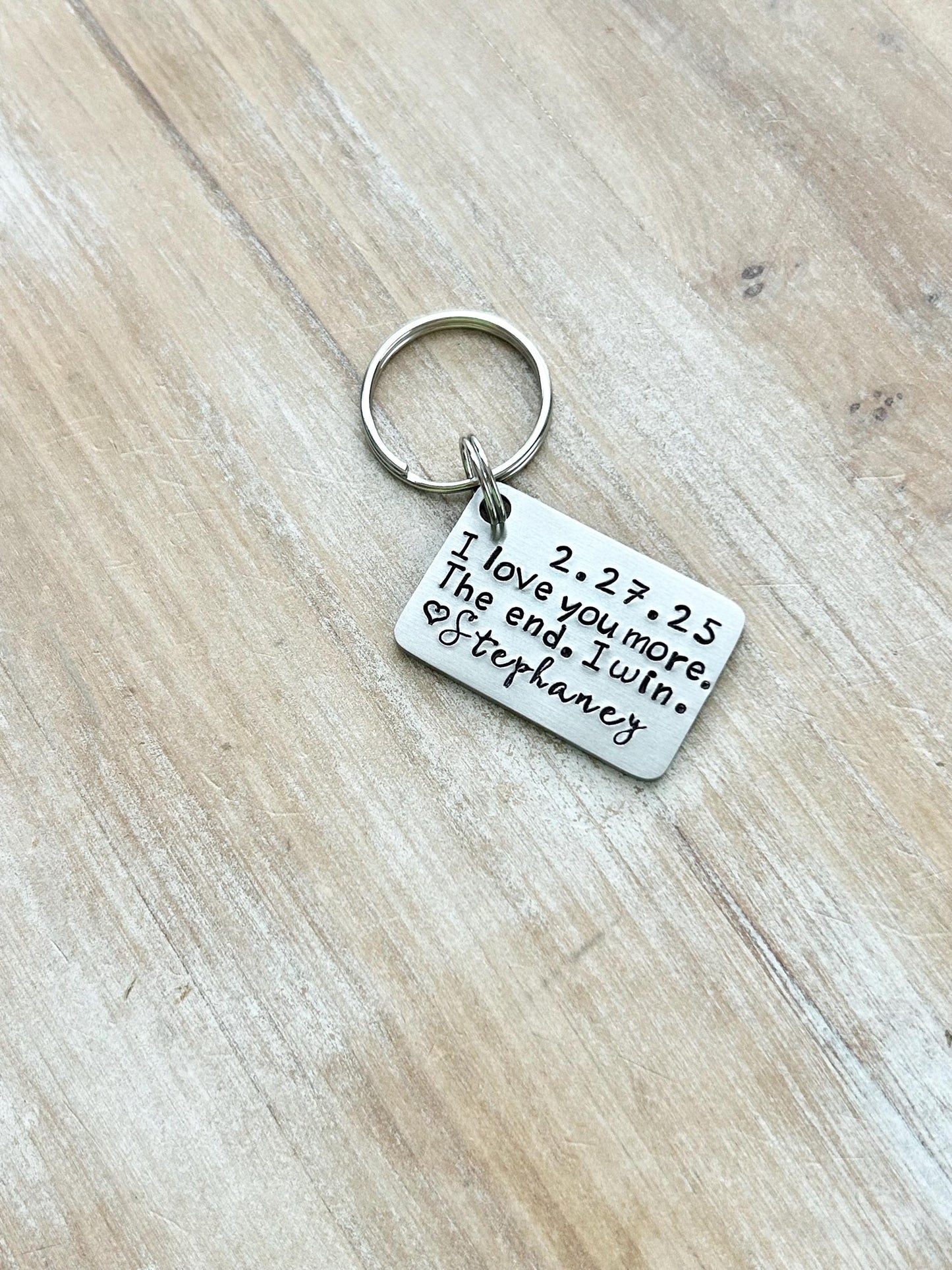 Funny Love Keychain – I Love You More The End I Win – Personalized Gift for Him – Valentines Day Gift – Husband Boyfriend Key Ring