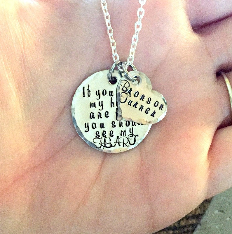 Mom Necklace Mothers Day Gift Full Heart Necklace New Mom Gift Handstamped Necklace Personalized Jewelry Quote Necklace Grandma Necklace