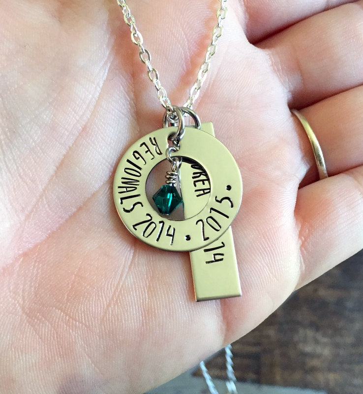 Cross Country Necklace Handstamped Necklace Personalized Running Jewelry School Team XC Track Coach Gift Varsity JV Invitational