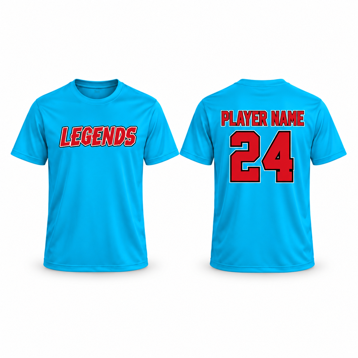 Leander Legends Men’s / Unisex Classic Performance Tee – Electric Blue — front design and optional name/number back example