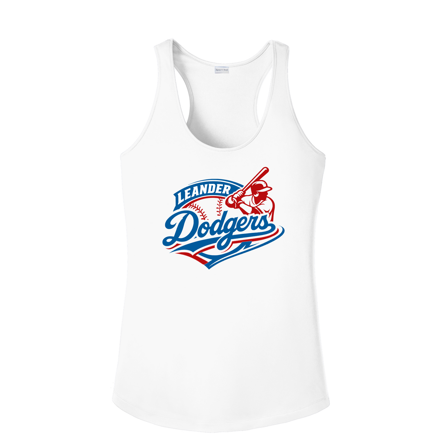 White Racerback Tank Top – Leander Dodgers Logo | Women’s Athletic Training Tank