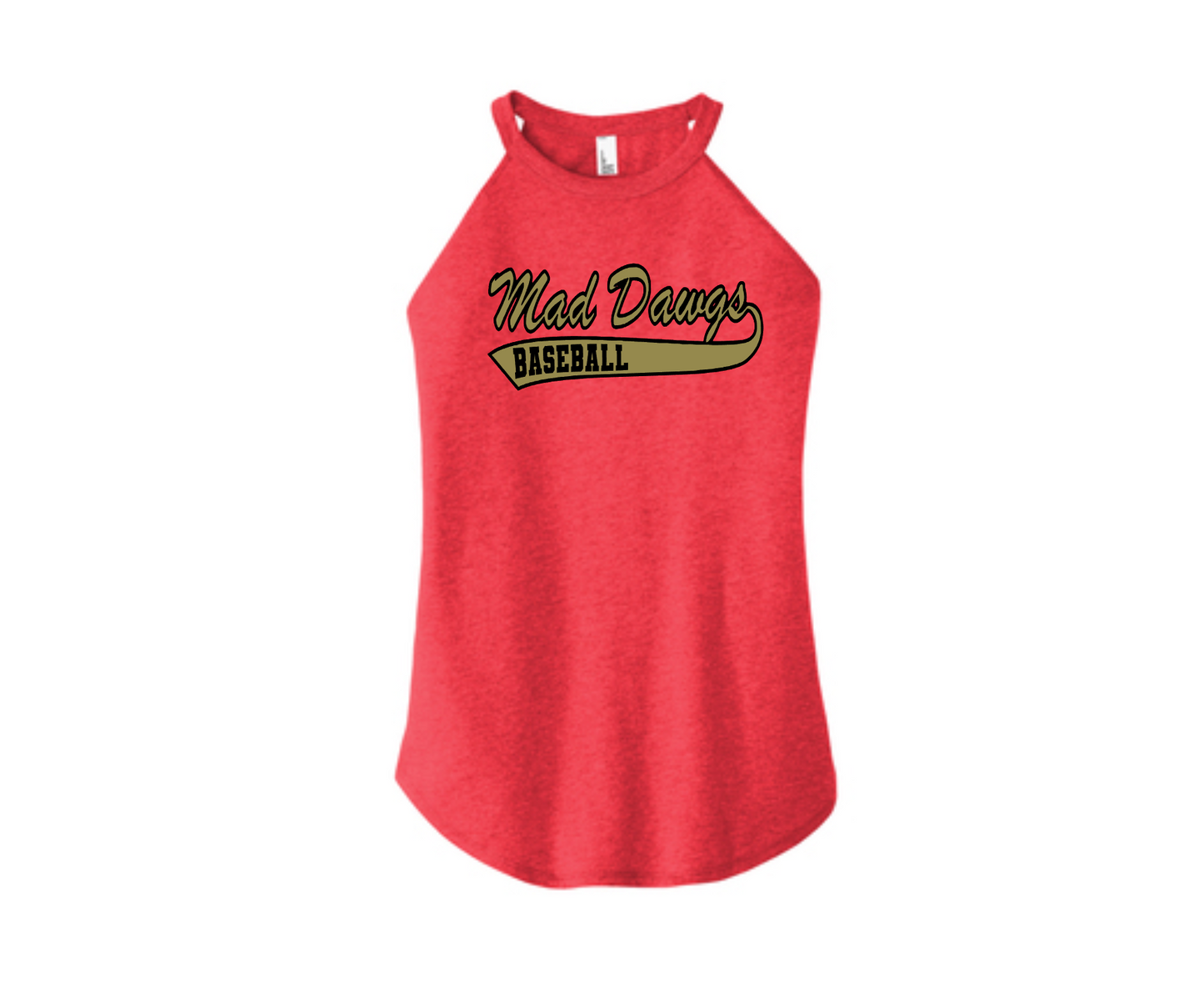 Mad Dawgs Baseball Rocker Tank Top, Women's Rocker Tank, Red Mad Dawgs Tank Top, District Tank