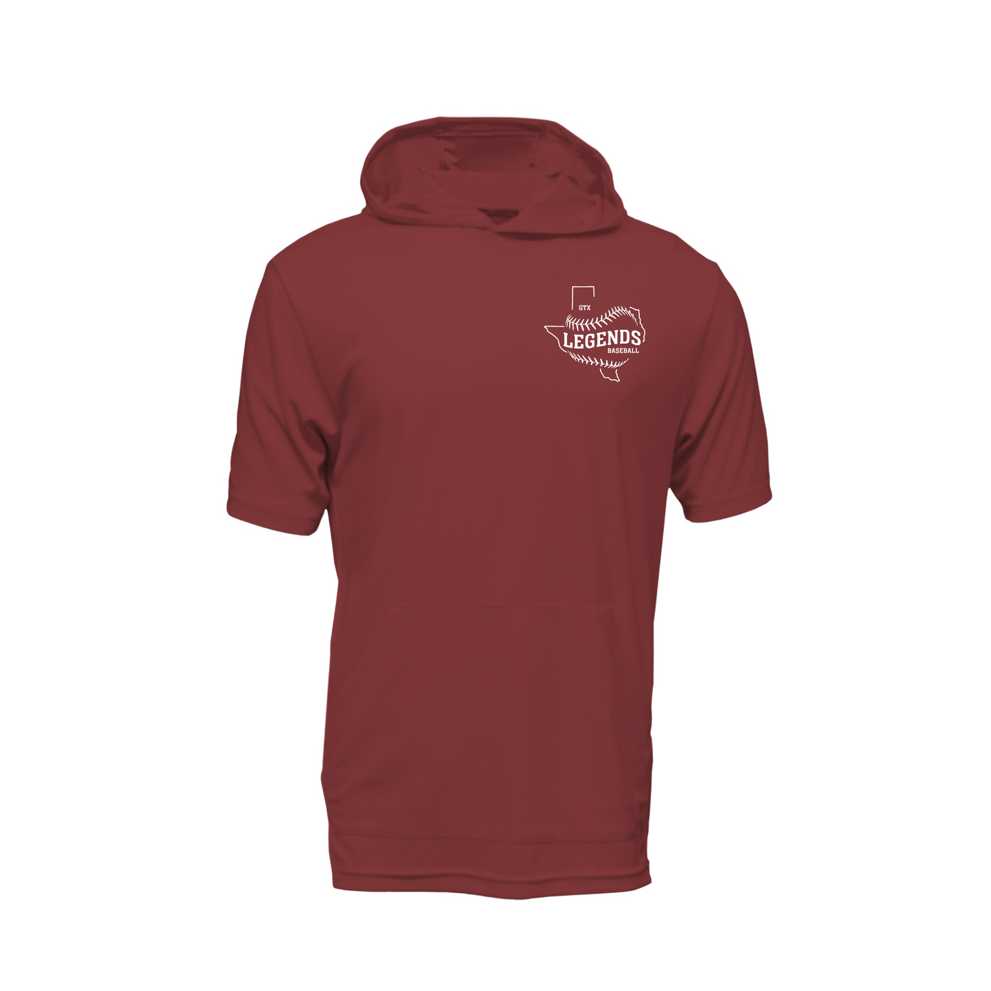 Maroon Hooded Legends Baseball, GTX Legends Baseball Hooded Tee, Legends Baseball Spiritwear