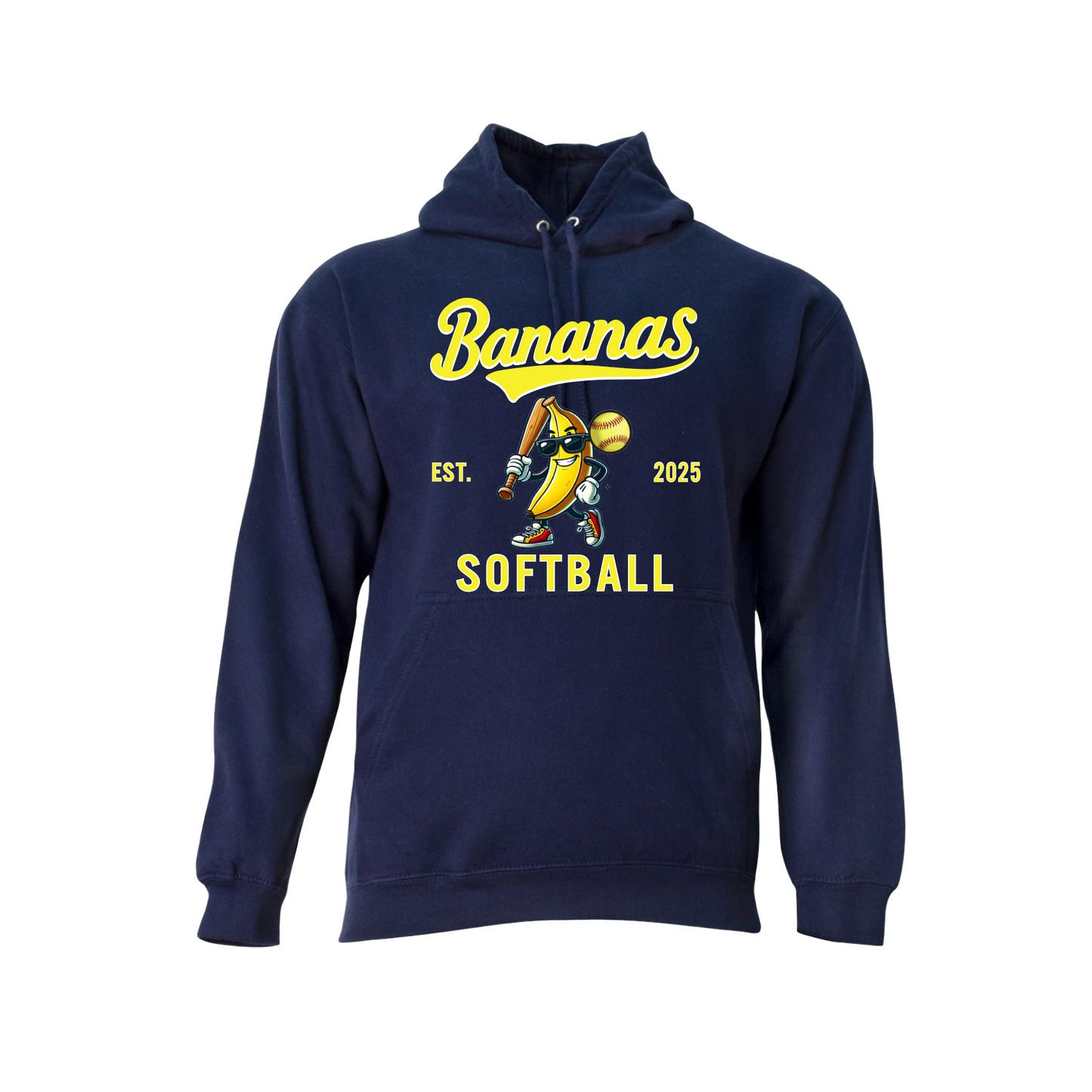 Bananas Softball Hoodie, Navy Bananas Hoodie, Georgetown Bananas Softball Sweatshirt