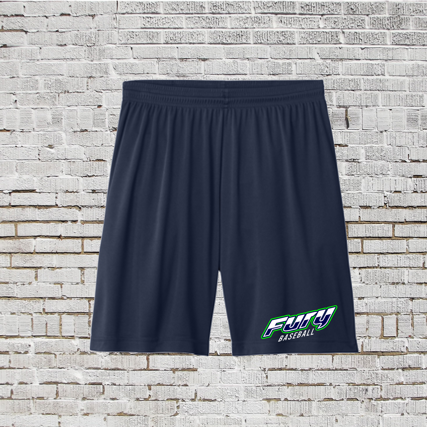 Navy Fury Logo Drifit Shorts, Fury Baseball Shorts, Fury Baseball Shorts