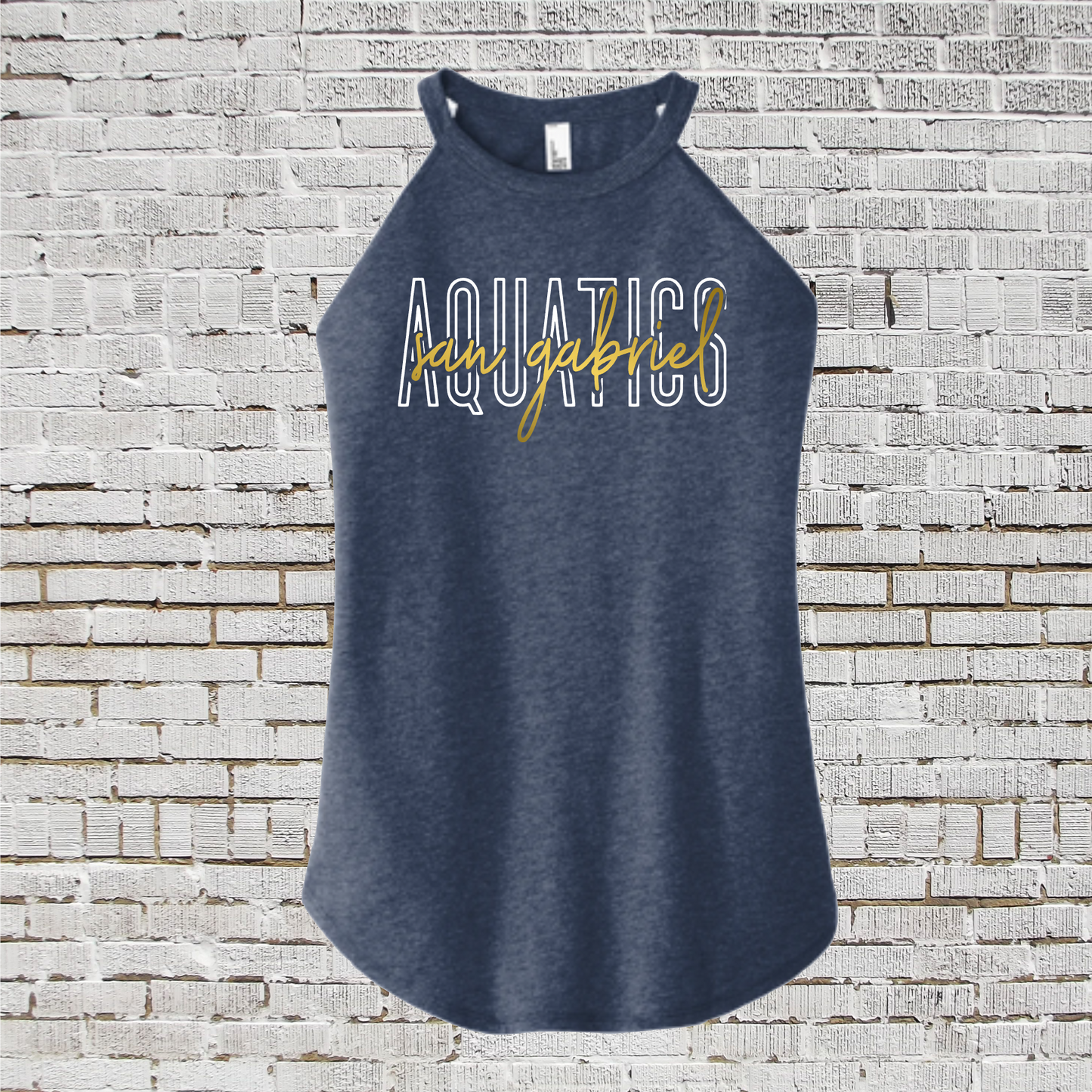 San Gabriel Aquatics Tank Top, Women's Navy Rocker Tank, SGA Swim Tank Top, District Rocker Tank