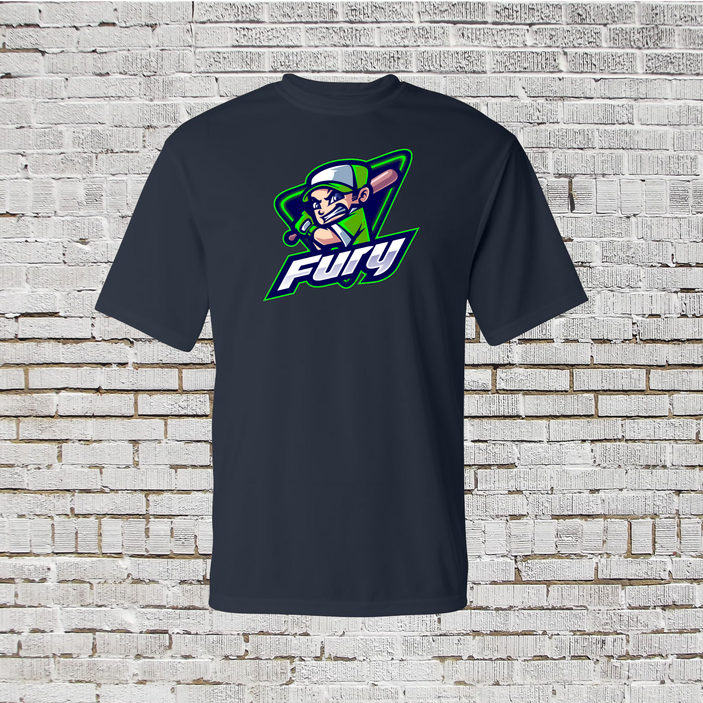 Drifit Fury Baseball Long Sleeve Tshirt, Navy Fury Tee, Fury Baseball Logo Shirt