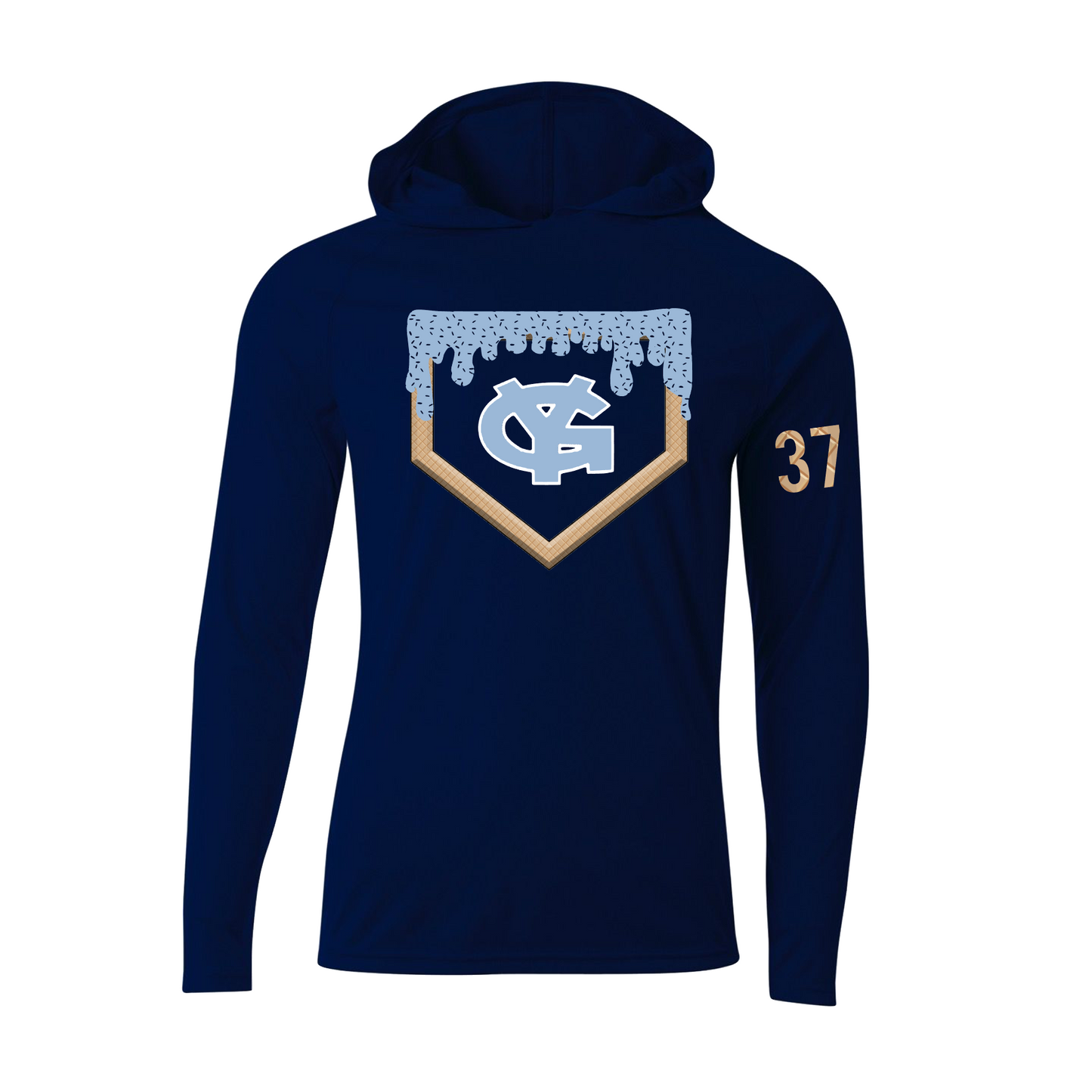 Young Guns Drip Homeplate Hoodie Tee, Young Guns Ice Cream Drip Baseball Spirit Wear, Georgetown Young Guns Drip