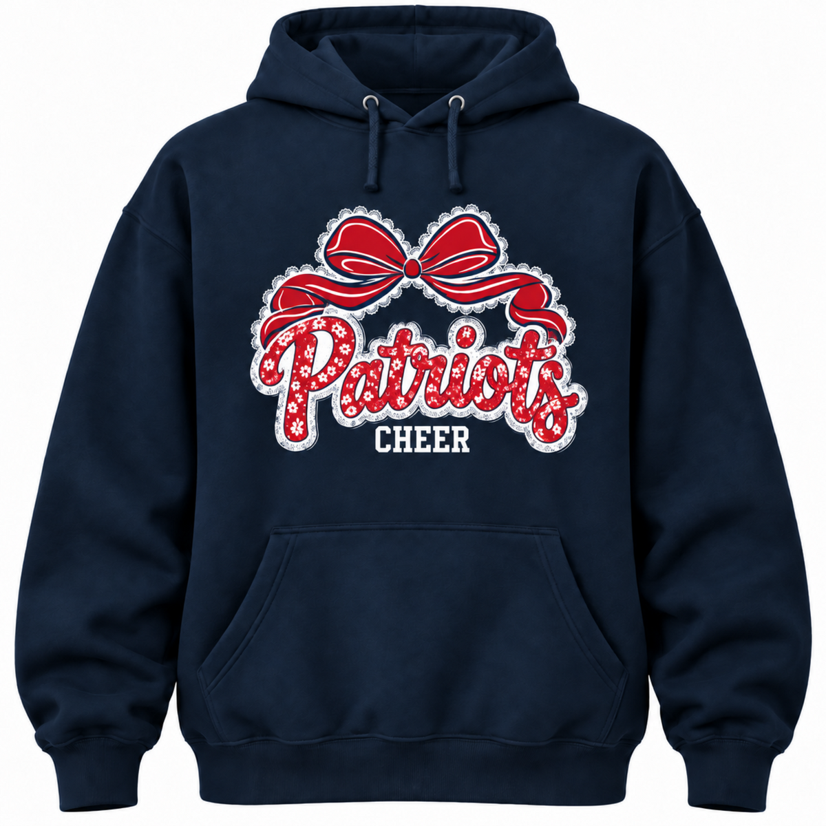 Patriots Cheer Floral Bow Hoodie - Navy